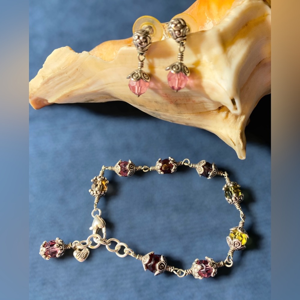 Brighton Silver and Pink Beaded Jewelry Set